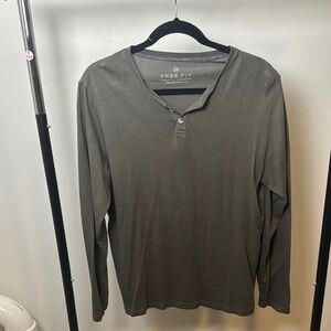 Men's Free Fly Apparel Olive Long Sleeve Button Casual Comfort Adventure Tee Med